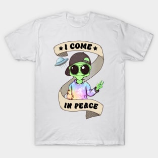 Funny Alien I Come In Peace Cool Design T-Shirt